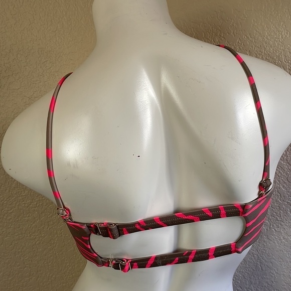 Beach Bunny Bikini Top Hot Tiger BB Tiger Striped Bikini Hot Pink & Nude RARE - Picture 16 of 16